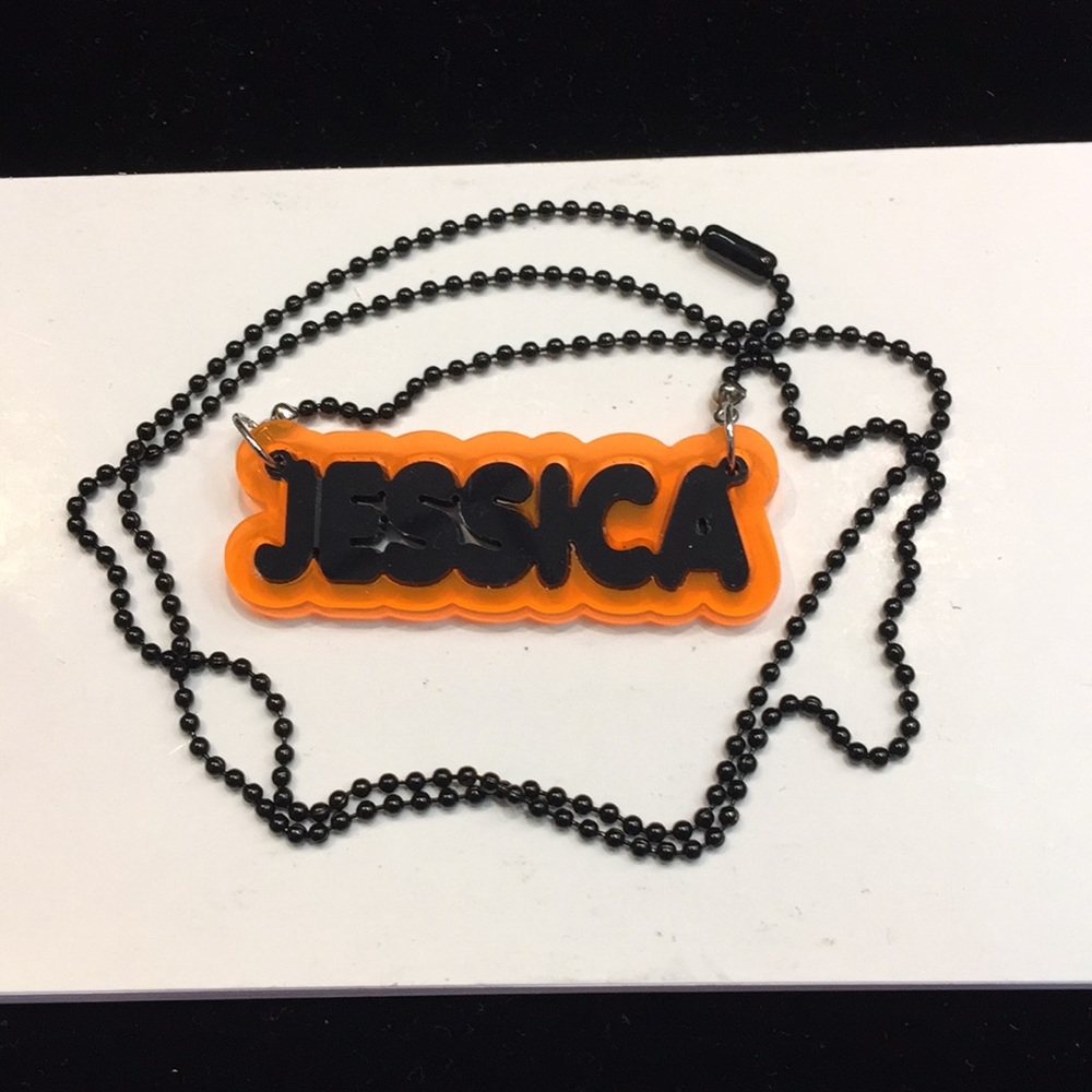 Jessica Plastic Name Plate Necklace